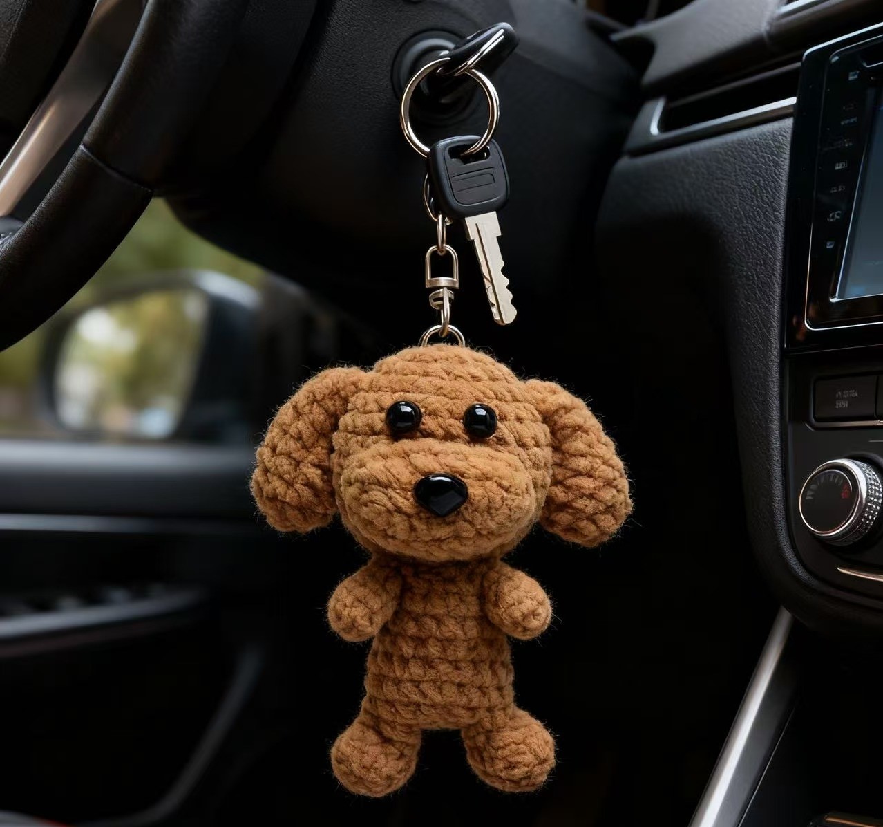 Teddy Dog Plush Carabiner Keychain Soft Cotton with 3D Shape-Cute and Cozy Accessory for Backpacks and Keys