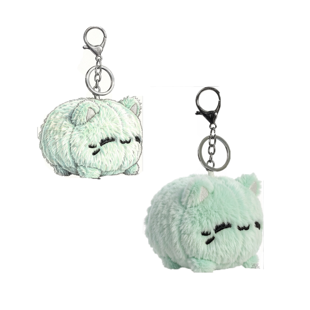 Kawaii Cat Keychain Plush Toys Calico Cat Stuffed Animal Bag Charm Backpack Accessory With Removable Lobster Clip Custom Logo