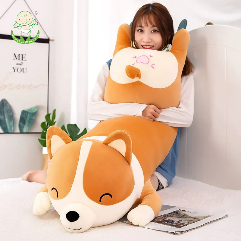 Corgi Dog Plush Toy Big Long Corgi Throw Pillow Clamp Leg Hug Big Stuffed Animal Doll Soft Fabric Decorations Valentine's Day