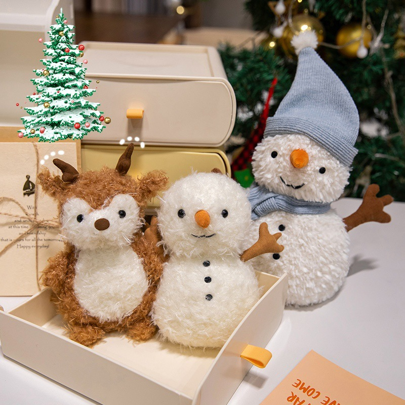 Wholesale Price OEM Manufacturer Yiwu Market Personalized Super Soft Festive Toys Stuffed Penguin Snowman Santa Claus Plush Christmas Fabric Dolls Factory