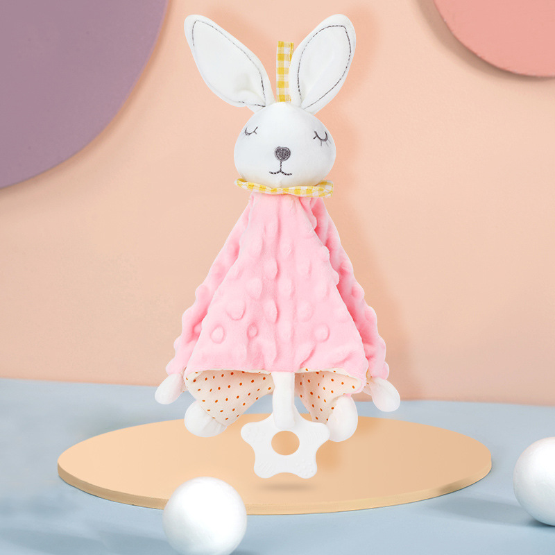 Cute Baby Stuffed Animal Blankets Infant Fluffy Blanket Baby Snuggle Toy Baby Lovey Security Blanket for Newborn Infants