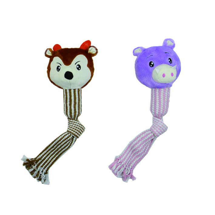 Wholesale Cute Knotted Interactive Dog Toys by Manufacturers Eco-friendly Chewable Plush in Cartoon &amp; Lovely Styles with Sound