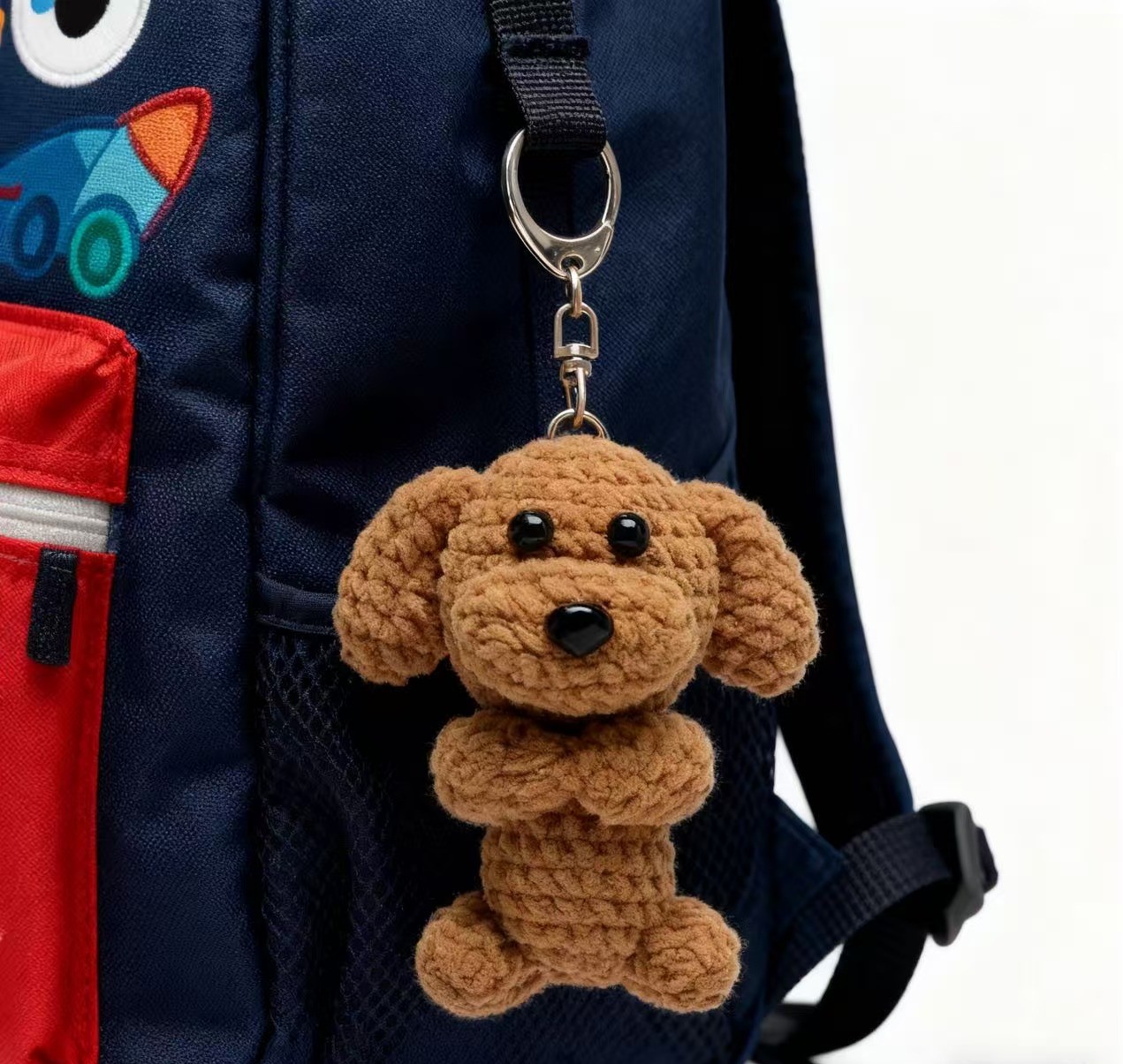Teddy Dog Plush Carabiner Keychain Soft Cotton with 3D Shape-Cute and Cozy Accessory for Backpacks and Keys