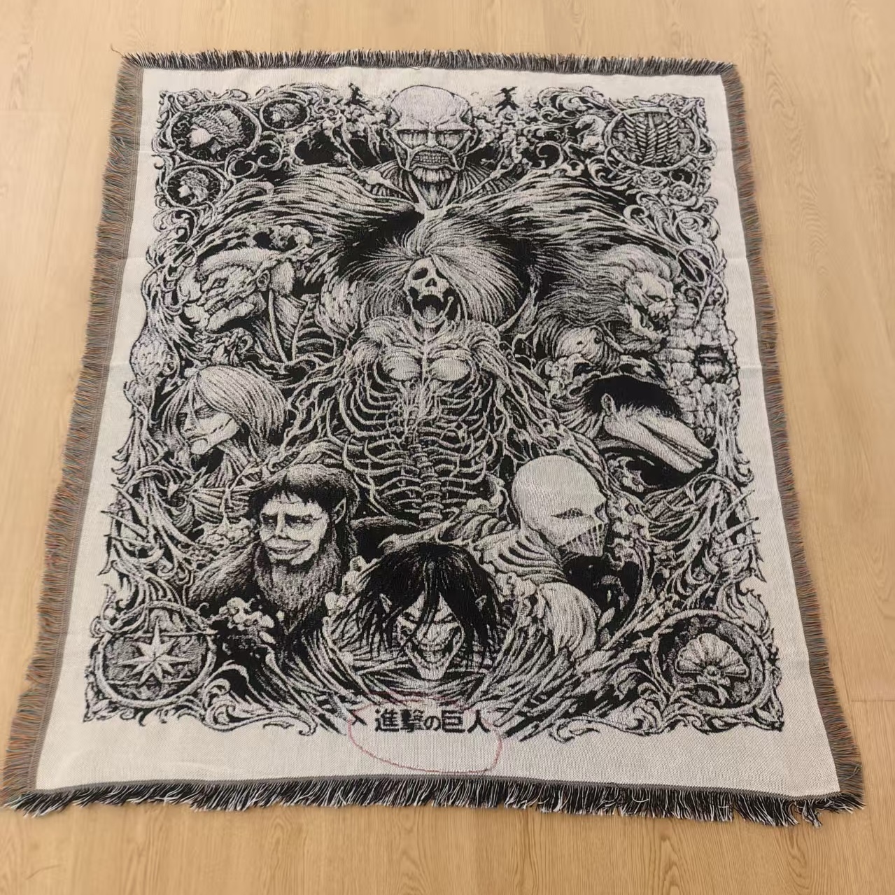 Manufacturers Wholesale Custom Tapestry Woven Blanket Anime Cotton Jacquard Picnic Woven Throw Image Tassel Blanket