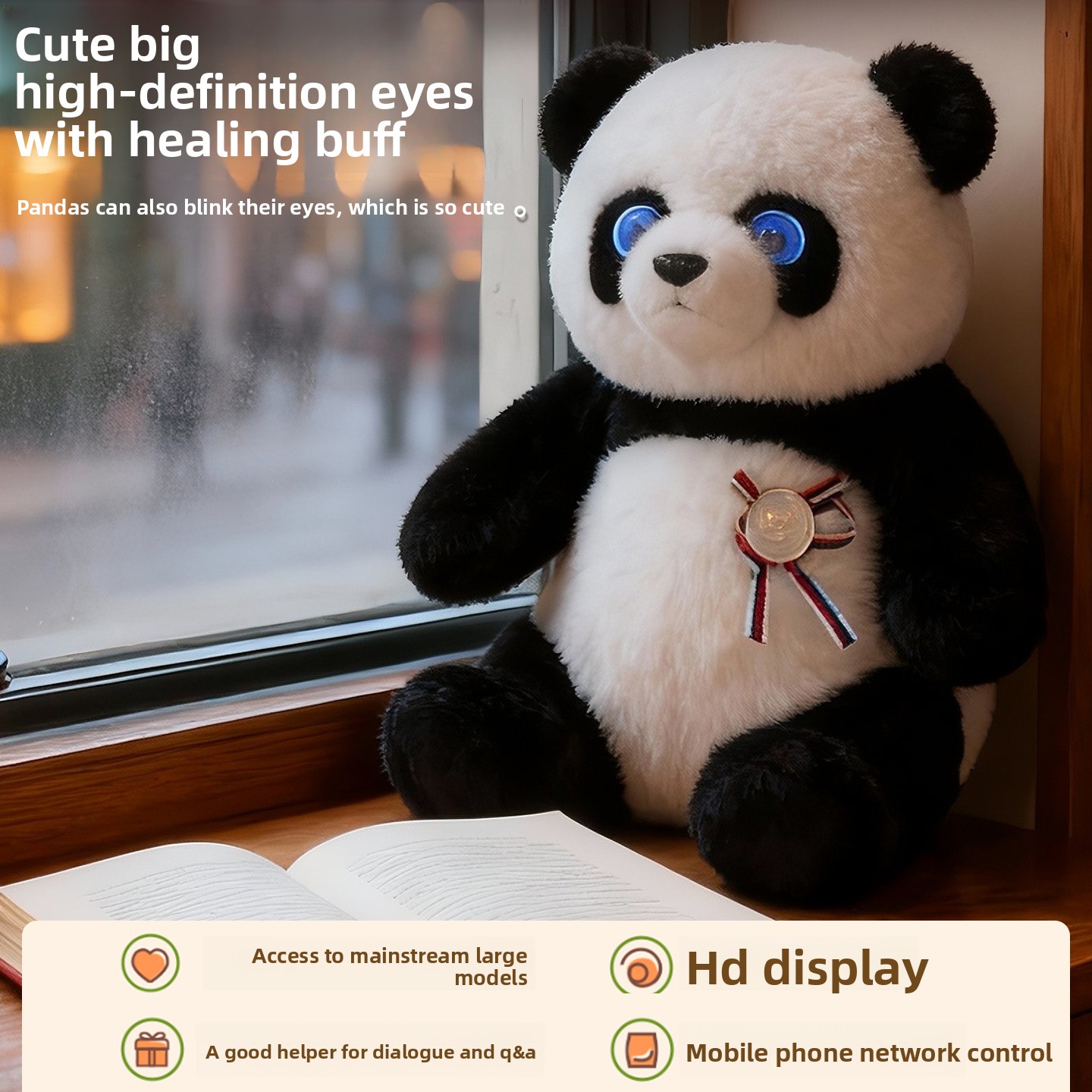 Intelligent AI Dialogue Panda Plush Robot Toy, Interactive Talking Stuffed Doll Emotional Companion Early Education Toy