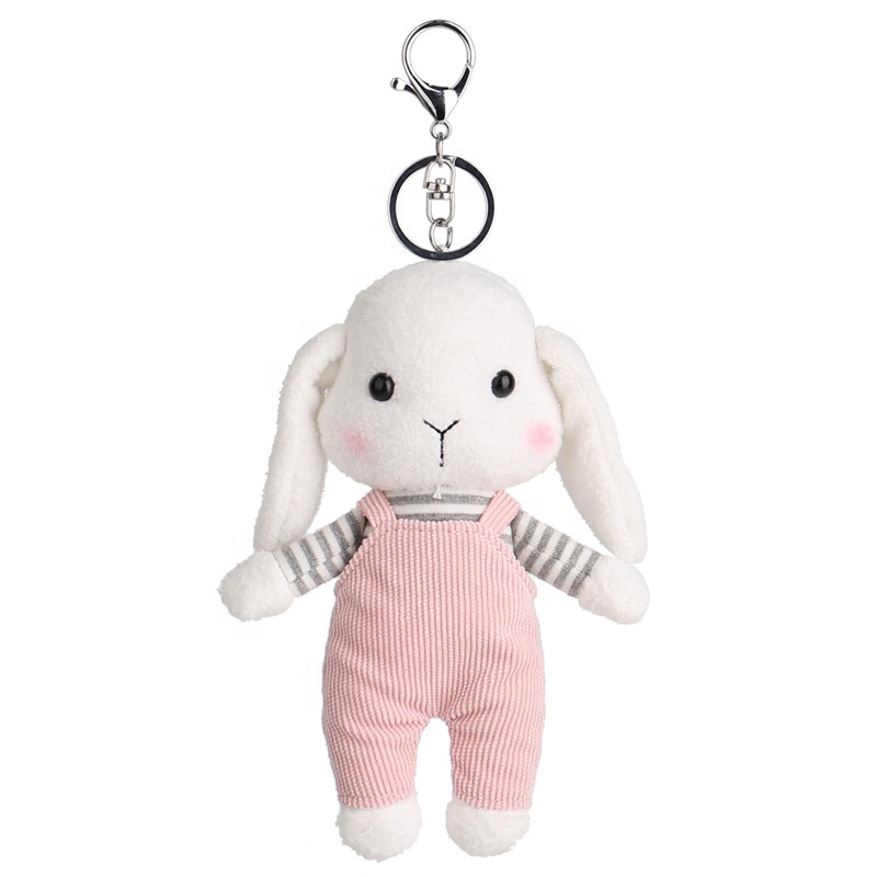Wholesale Cute Rabbit Plush Keychain with PP Cotton Filling Animal Backpack Clip Keys/Purse Valentine Gifts Ages 7-14 11-30cm