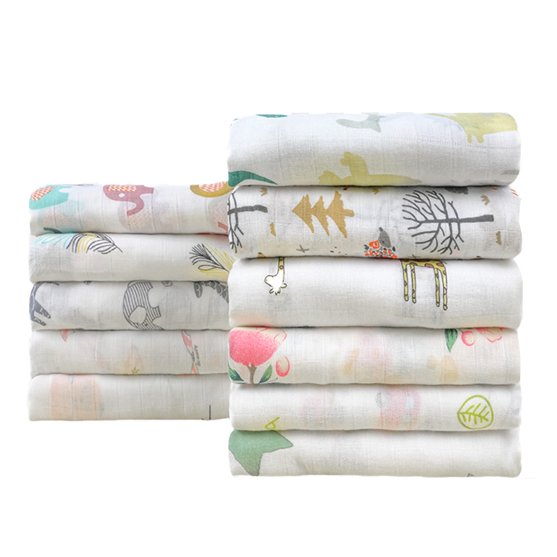 Soft Security Blanket for Newborns Nursery Stroller Car Seat Plush Bamboo Cotton Printed Blend Baby's Bedding
