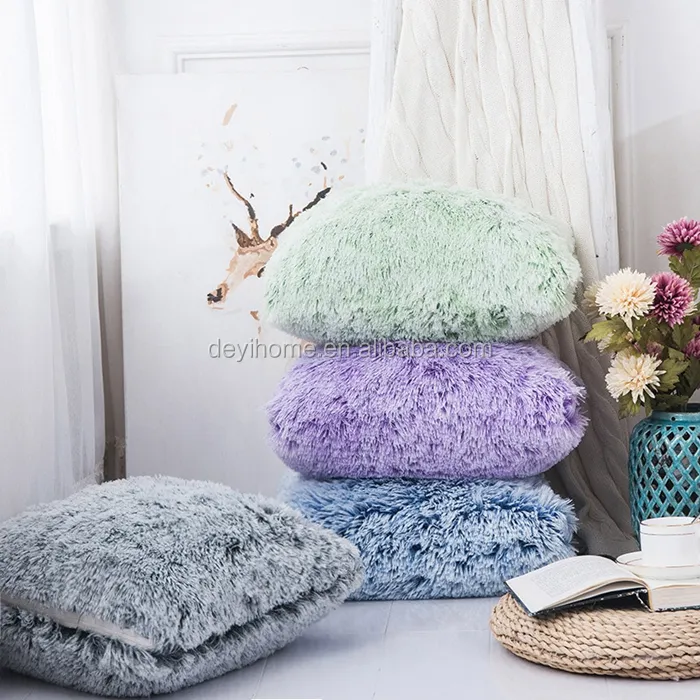 Winter Warm Soft Fur Throw Pillow Cozy Fluffy Plush Cushion for Sofa Decor