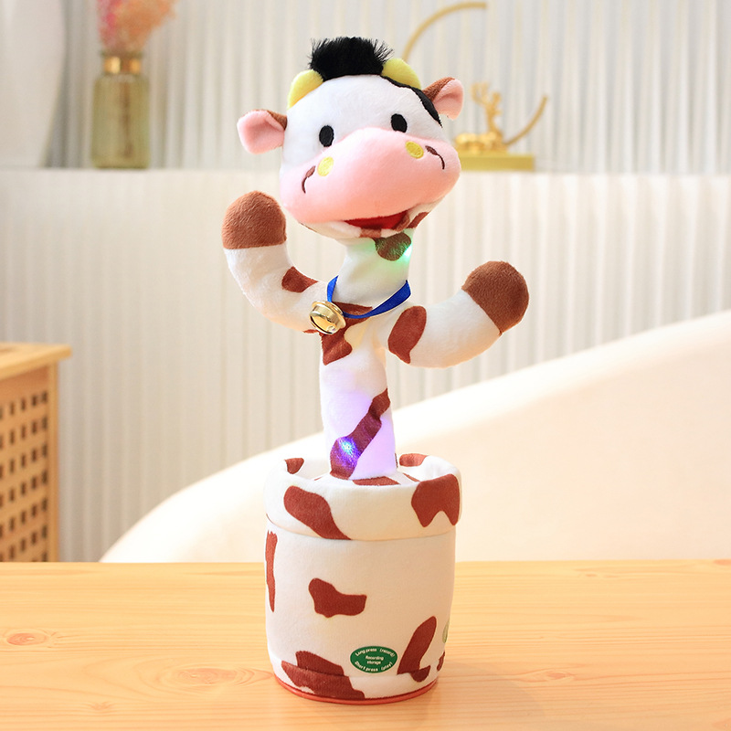 Popular Dancing Animal Electric Rabbit Cow Plush Recording Toy Singing and Talking Twisting Toy