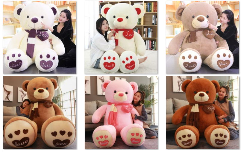 Factory Wholesale 80-200CM Giant Teddy Bear Plush Toy Skin Big Bear Stuffed Toys Doll Hug Pillow Valentine Teddy Bear TOYS Gift