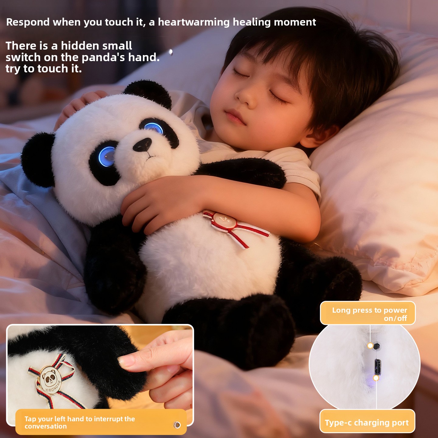 Intelligent AI Dialogue Panda Plush Robot Toy, Interactive Talking Stuffed Doll Emotional Companion Early Education Toy