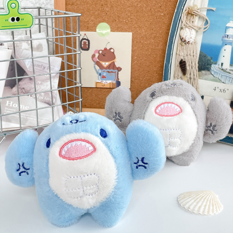 Mini Soft Shark Plush Keychain Toy Tiny Stuffed Animal Backpack Clip on Sea Keychain Stuffed Toys Plush Doll