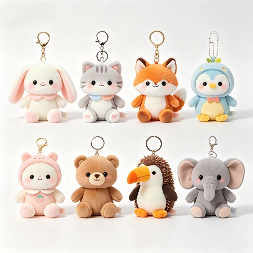 Cartoon Plush Doll Keychain Soft Stuffed Toy Mobile Phone Chain Bag Hanging Pendant Creative Gift Souvenir