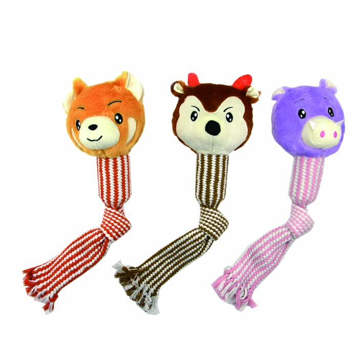Wholesale Cute Knotted Interactive Dog Toys by Manufacturers Eco-friendly Chewable Plush in Cartoon &amp; Lovely Styles with Sound
