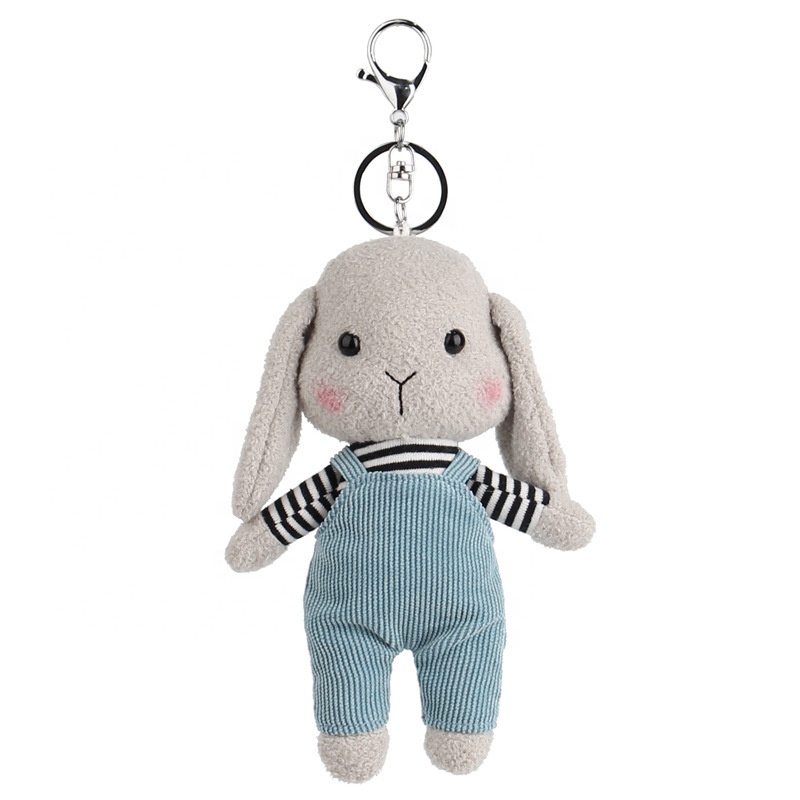 Wholesale Cute Rabbit Plush Keychain with PP Cotton Filling Animal Backpack Clip Keys/Purse Valentine Gifts Ages 7-14 11-30cm