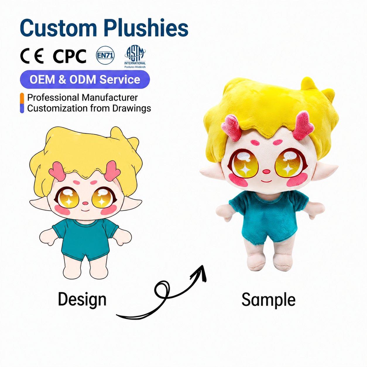 New K- Anime Customizable Plush Doll 20cm Purple Ponytail Sitting Girl Stress Relief Embroidered Soft Stuffed Toy