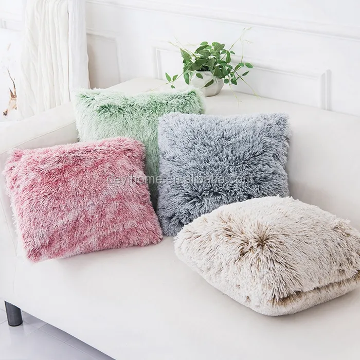Winter Warm Soft Fur Throw Pillow Cozy Fluffy Plush Cushion for Sofa Decor