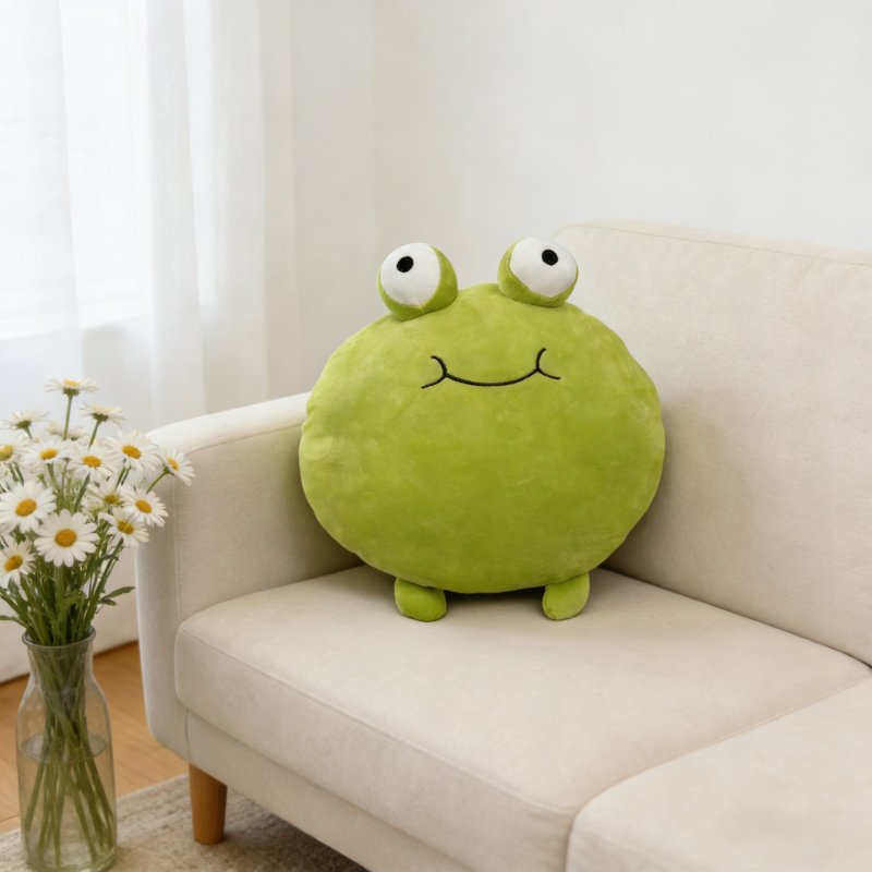 Cute Cartoon Frog Plush Throw Pillow Soft Stuffed Animal Decorative Cushion for Kids &amp; Sofa