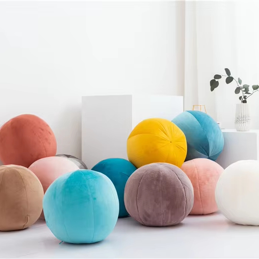 Hot Plush Ball Design Round Throw Sofa Decorative Home Decoration Floor Pillow Velvet Round Home Cushion