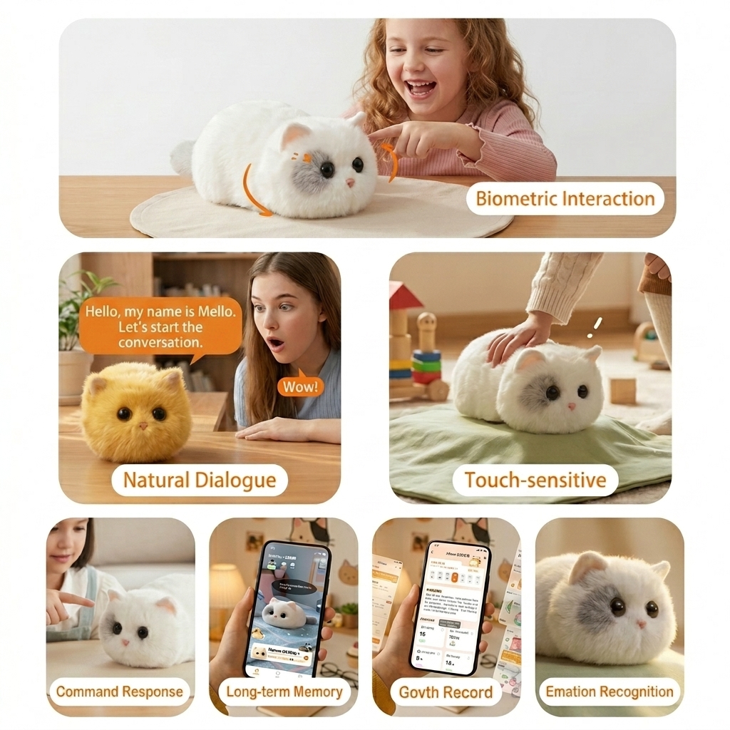 AI Cat Toy Custom Wholesale Electronic Plush Soft Stuffed Animal with Voice Interaction for Kids Supplier