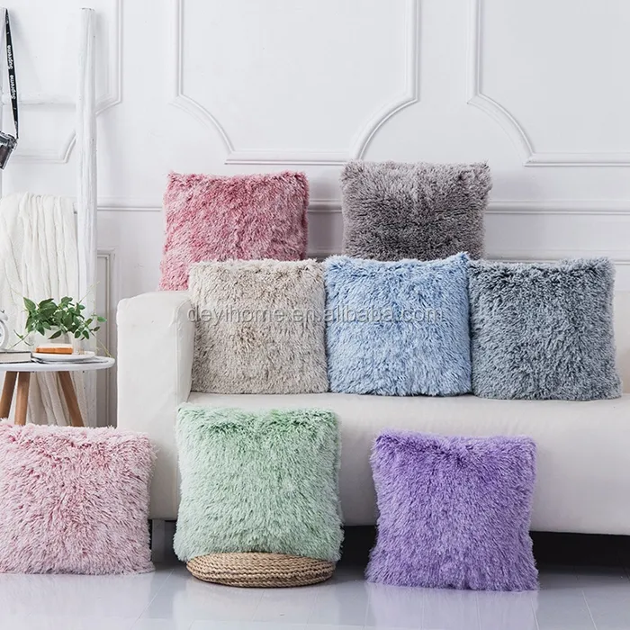 Winter Warm Soft Fur Throw Pillow Cozy Fluffy Plush Cushion for Sofa Decor