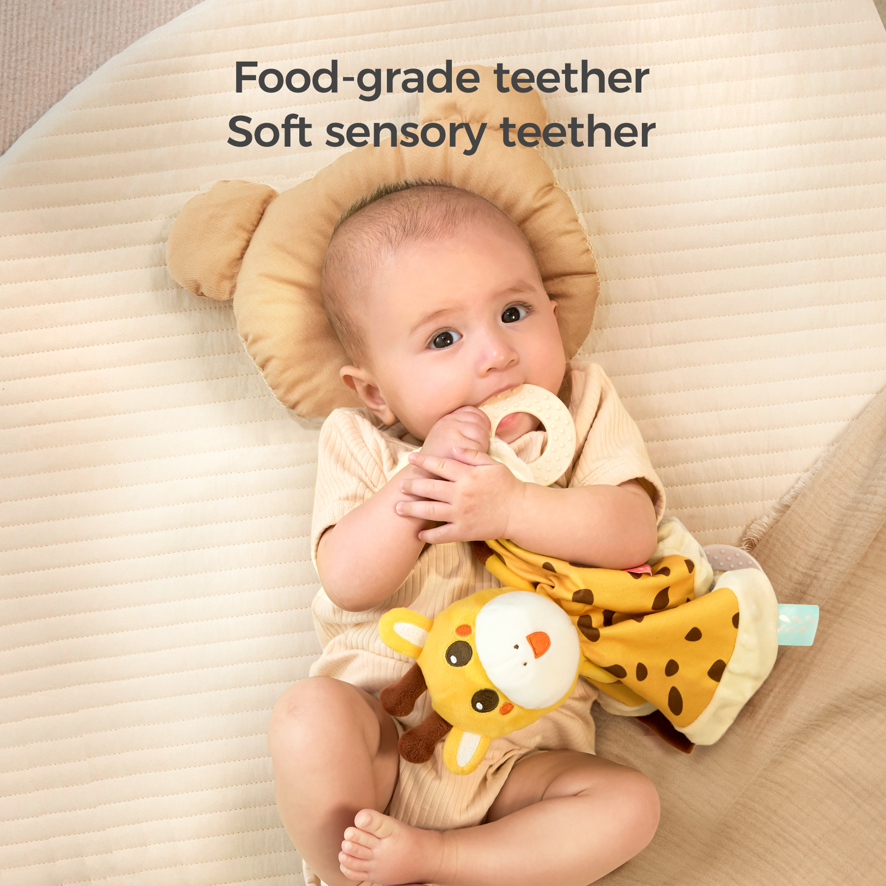 Tumama Kids Giraffe Security Blanket Baby Soft Animal Blanket Toy with Teether Lovely Stuffed Giraffe Baby Security Blanket