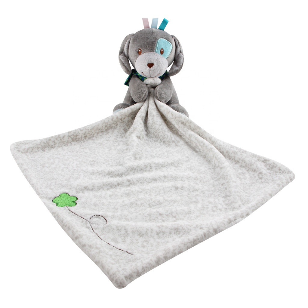 Customizable Custom Soft Baby Toy Elephant Puppy Dog and Donkey Plush Security Blanket Baby Organic Cotton Baby Polar Blanket