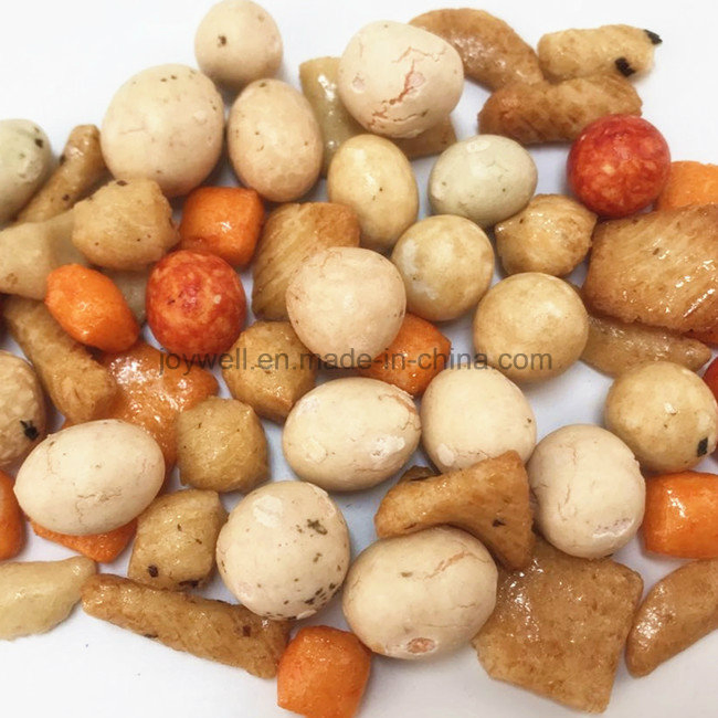 Mistura de Petiscos de Biscoitos de Arroz e Amendoins Cobertos com Molho de Soja