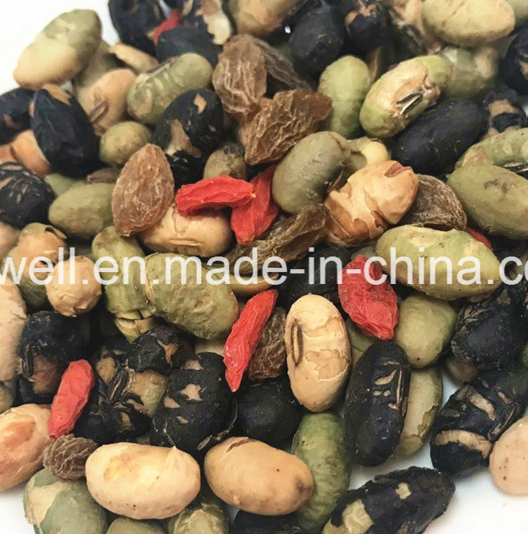 Mistura de Snacks Saudáveis de Soja Torrada, Feijão Preto, Edamame e Uva Passa com Baga Goji