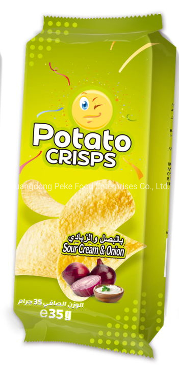 Chips de Batata Halal em Bandeja, Exatamente conforme a exigência muçulmana, Embalagem fácil para lanche, Boa venda no mercado árabe e africano. Rápido movimento com textura crocante