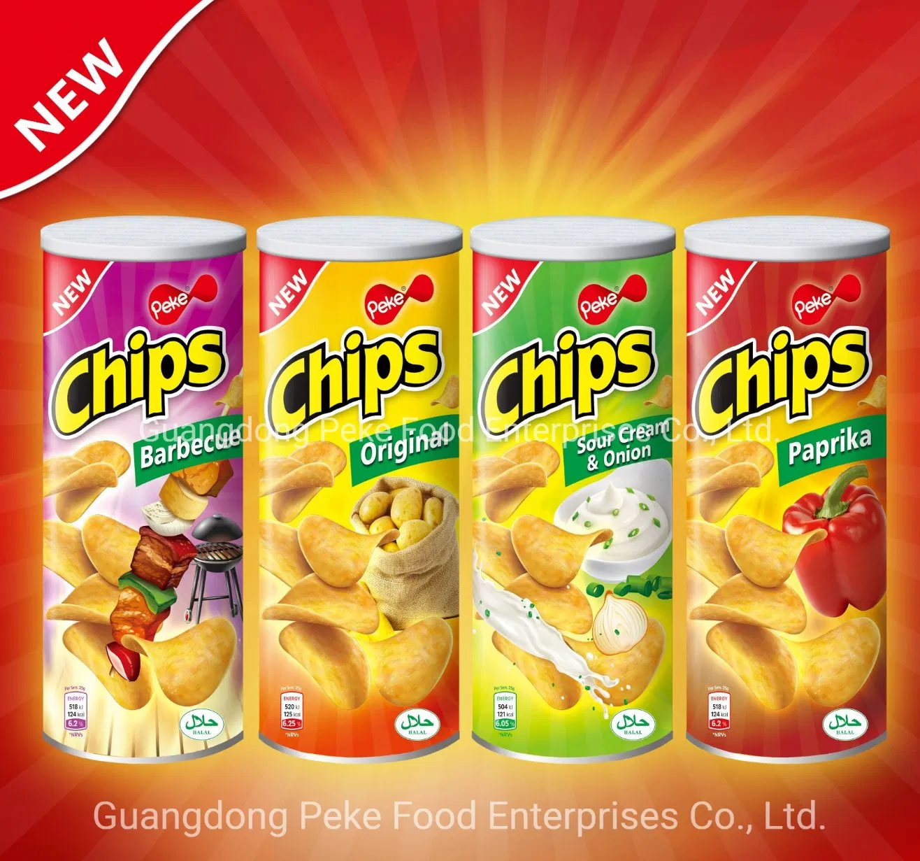 Parceiro de Vendas de Biscoitos - Batatas Fritas, Chips de Batata, Tortilhas, Chips de Milho, Alimentos Enlatados, Pipoca, Alimentos Inflados com Halal (APROVADO POR ISO/HACCP/BRC/FDA)