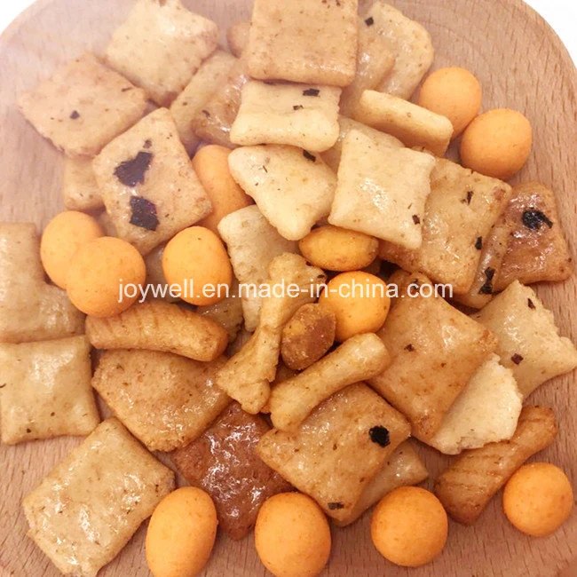 Lanches Populares para Crianças Biscoitos de Arroz e Amendoins Cobertos com Molho de Soja