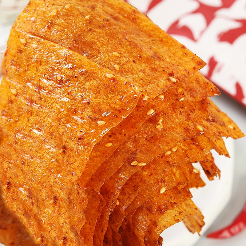 Disponível OEM Chips Finos de Tofu Doce e Picante, Lanches de Fatias de Pele de Tofu Doce e Picante, Distribuição de Vendas no Exterior