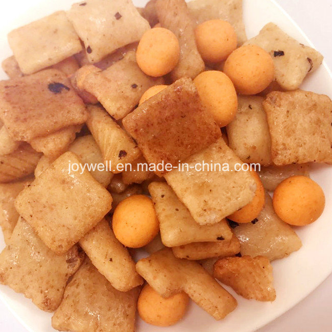 Lanches Populares para Crianças Biscoitos de Arroz e Amendoins Cobertos com Molho de Soja