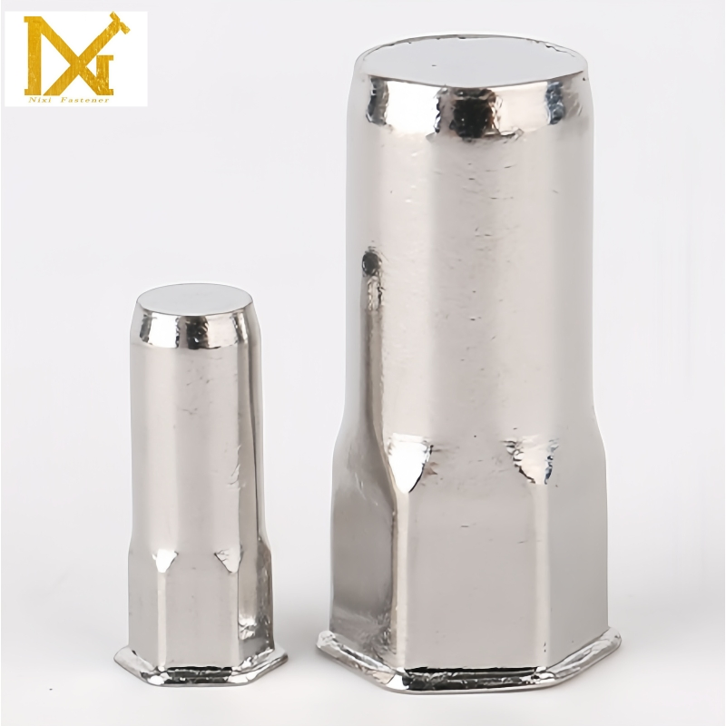 Porca cega de rebite hexagonal externo meia com cabeça chata em aço inoxidável - A2/A4 Grau