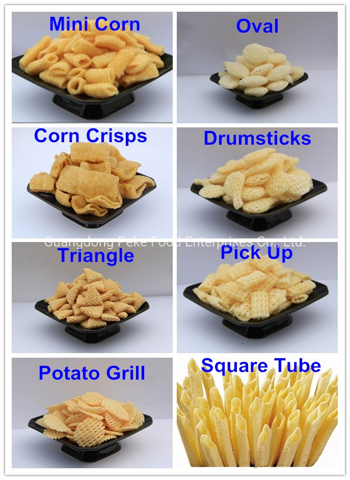 Máquina de Lanches - Triângulo Oval Palitinhos Retângulo Bugle Cone Petiscos de Camarão Pelota com Bases de Grãos Múltiplos (HACCP/Brc/ISO/Hala Kosher)
