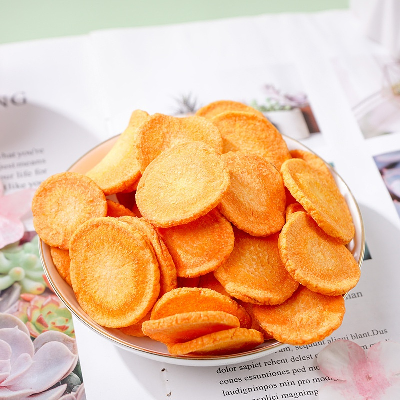 Chips de Cenoura Secas Fritas a Vácuo Saudáveis e Vendidas com Sucesso - Snacks de Cenoura de Legumes Secos