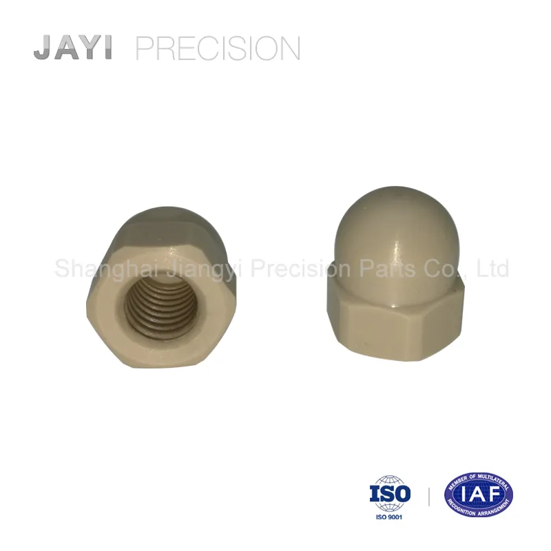 Porca de Capô Hexagonal Métrica de Plástico para Máquina CNC, DIN1587 M6 Porca de Capô Peek