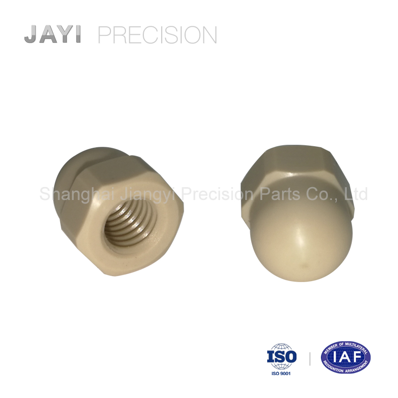 Porca de Capô Hexagonal Métrica de Plástico para Máquina CNC, DIN1587 M6 Porca de Capô Peek