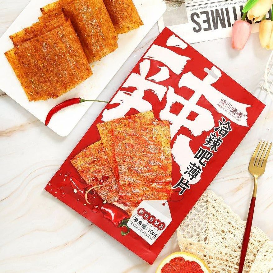 Fatias de Tofu Picante Não Frito em Atacado - Textura Fina e Mastigável - Petisco de Pele de Tofu Picante (Doupi) - Comida de Rua Chinesa Autêntica