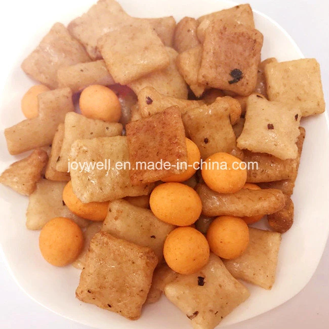 Lanches Populares para Crianças Biscoitos de Arroz e Amendoins Cobertos com Molho de Soja