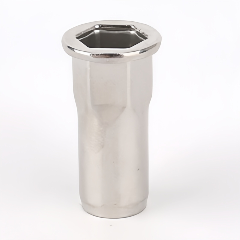 Porca cega de rebite hexagonal externo meia com cabeça chata em aço inoxidável - A2/A4 Grau