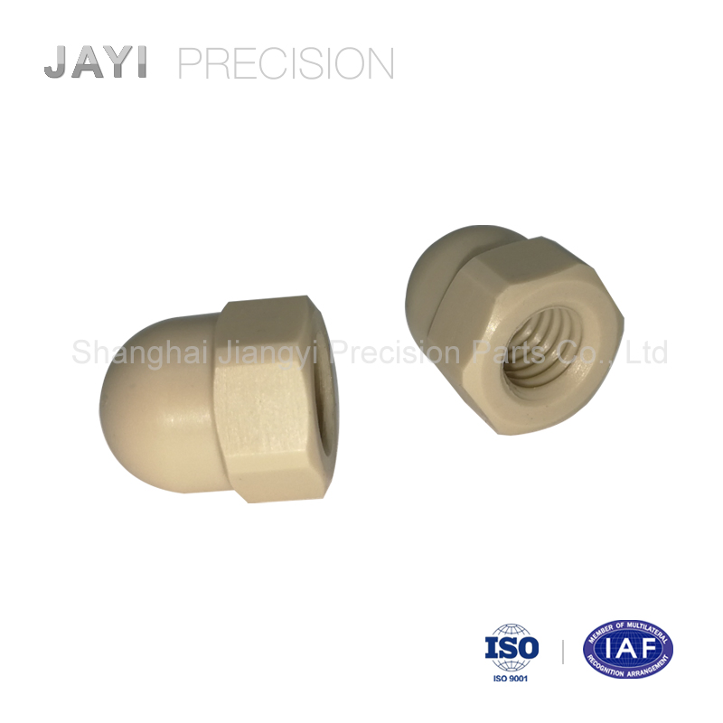 Porca de Capô Hexagonal Métrica de Plástico para Máquina CNC, DIN1587 M6 Porca de Capô Peek