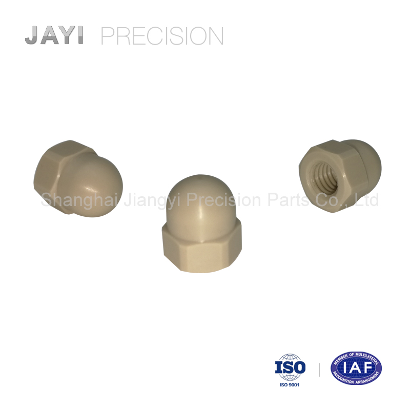 Porca de Capô Hexagonal Métrica de Plástico para Máquina CNC, DIN1587 M6 Porca de Capô Peek