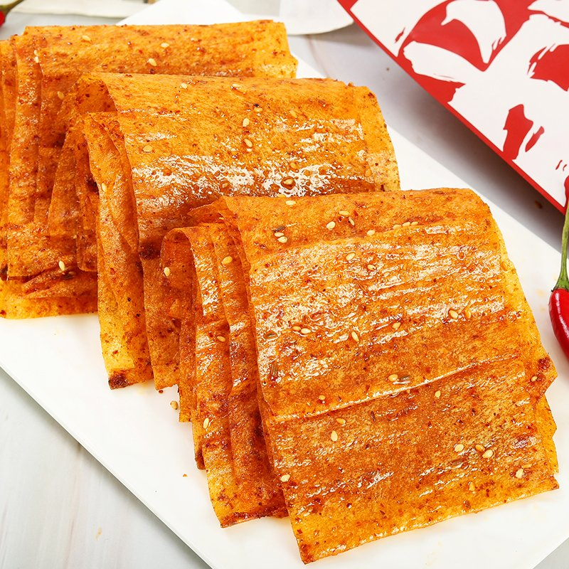 Snack de Pele de Tofu Picante em Lote - Tirinhas de Tofu Mastigáveis, Vegano Halal Pronto para Supermercado e Loja de Conveniência