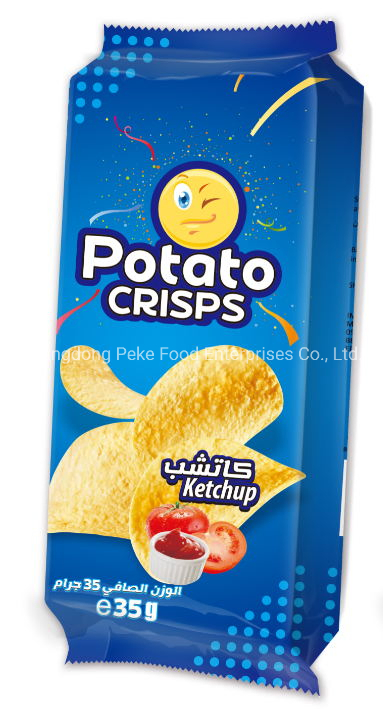 Chips de Batata Halal em Bandeja, Exatamente conforme a exigência muçulmana, Embalagem fácil para lanche, Boa venda no mercado árabe e africano. Rápido movimento com textura crocante
