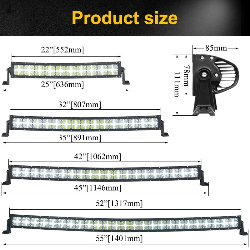7D Lens Curved CREE Car LED Light Bar White Position Light off Road SUV 4X4 DRL Light Truck ATV Roof Spot LED Work Lamp Wholesale