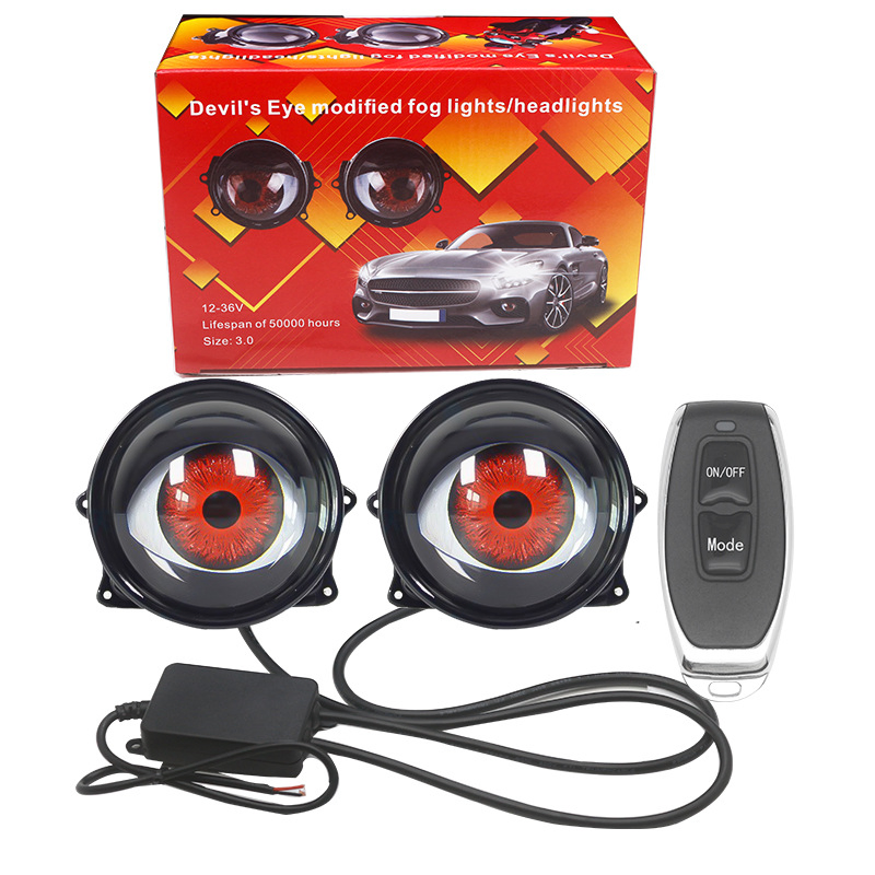 Hot Selling 2 in 1 Car LED Fog Lights Dynamic Demon Eyes Headlight with Remote Control for Car Motorcycle Car Light Accessories