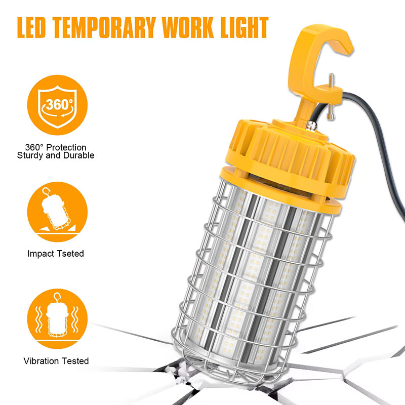 Us Stock 60W LED Linkable Temporary String Work Light 100-277VAC IP65 5000K LED Construction String Light