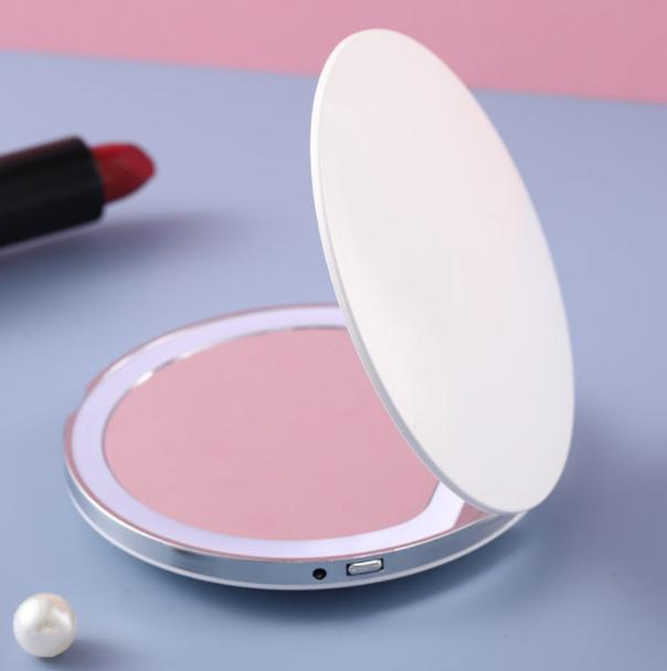 80mm Plastic LED Make up Mirror Personalized 2X Magnify Fill Light